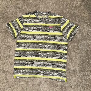 Nike Men’s Tennis Shirt - Yellow and Black Stripes